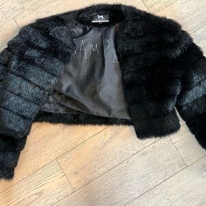 Y2K Blanc Noir Sample Sale Faux Fur Cropped Jacket